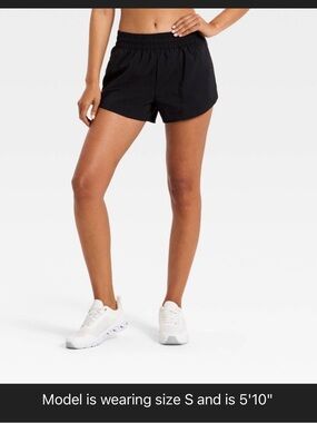 NWT All in Motion Black Running Shorts. 3” inseam. Inner brief. Drawstring.